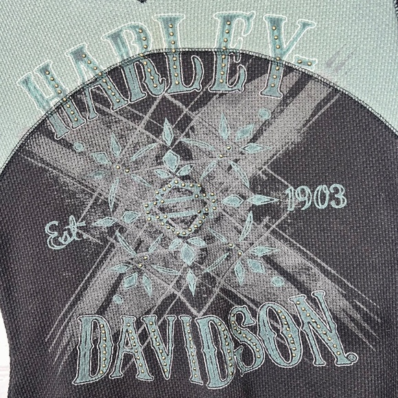 🏍 |•HARLEY-DAVIDSON•| Waffle Knit Slim Cut Long Sleeve Top Size Small - Picture 3 of 9